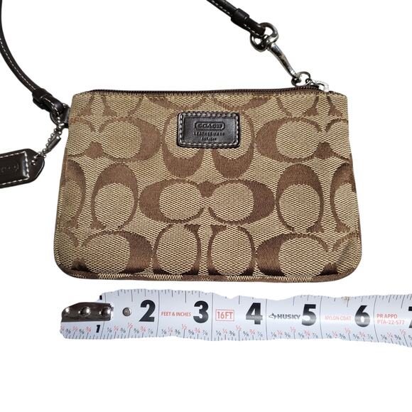 Coach Signature Corner Zip Wristlet Brown Monogram - Picture 6 of 7
